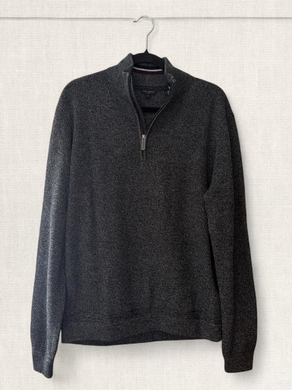 Men's Ted Baker Charcoal Quarter-Zip Sweater
